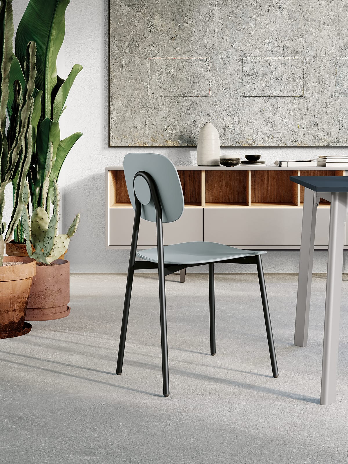 Produktbild på matstol i metall och trä