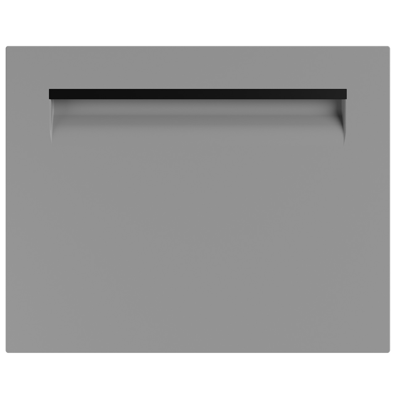 Kökslucka i laminat med integrerade handtag.