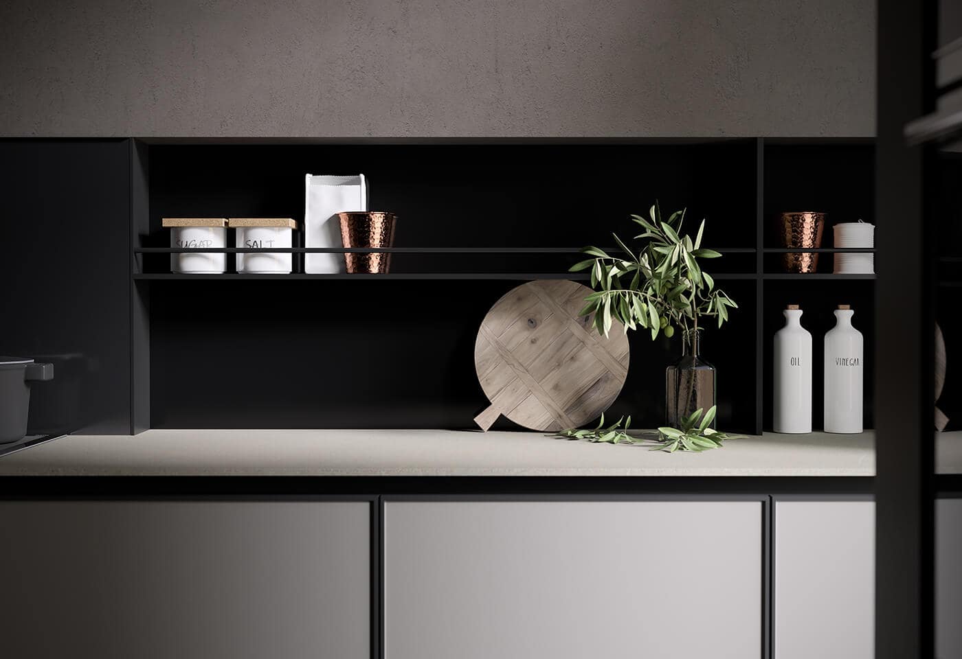 Platsbyggt kök, träkök, arkitektritat. Stor köksö i vit med bänkskiva i sten.