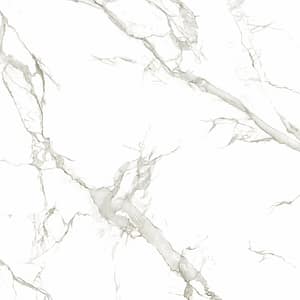 Produktbild på keramisksten dekton Aura från cosentino till köksbänkskiva. Vit med brun grå ådring, liknar marmor calagatta.