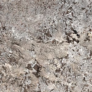 Produktbild på sten till bänkskiva, Glacial Blue Sensa från cosentino. En gråbrun Sensa granit med mönster.