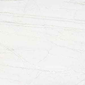 Produktbild på köksbänkskiva i keramisksten i dekton från cosentino. Vit sten med grå sträck.