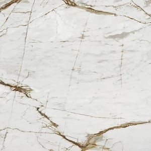 Produktbild på köksbänkskiva i keramisksten i dekton från cosentino. Vit sten med guld brun ådring.