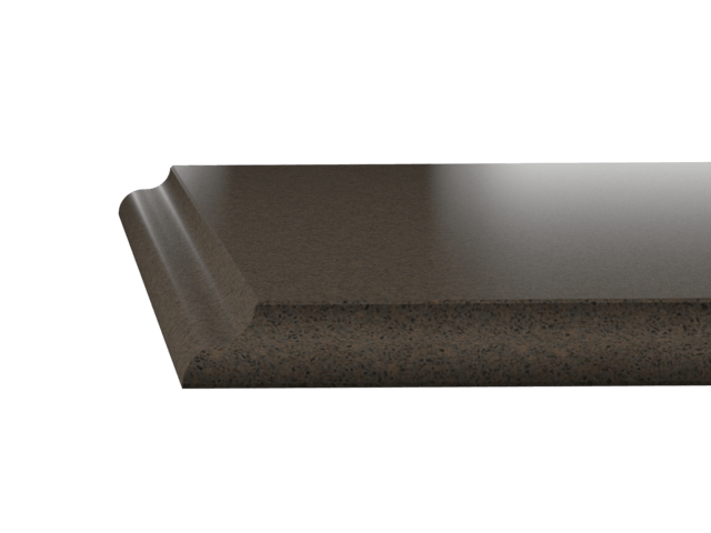 Produktbild på en typ av kantberarbetning på bänkskiva sten. Denna kallas duvbröst.